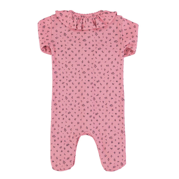 Piupiuchick - Newborn babygrow w/ collar - pink w/ little flowers