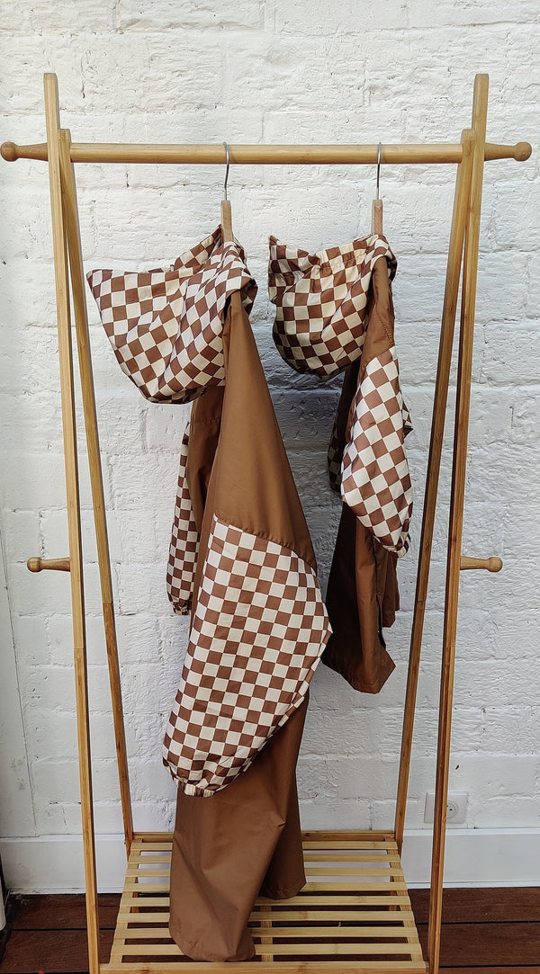 Poule party - PONCHO LONG DAMIERS MARRON