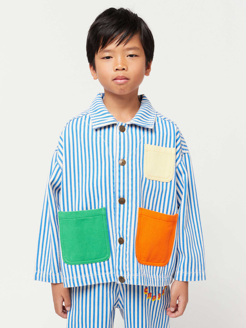 Bobo Choses - Striped color block denim jacket