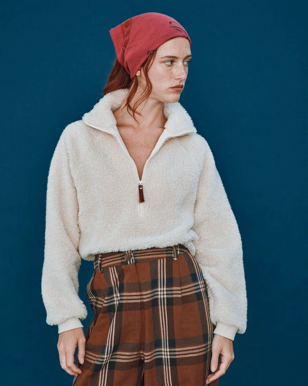 Emile & Ida - Sweat zippé sherpa écru