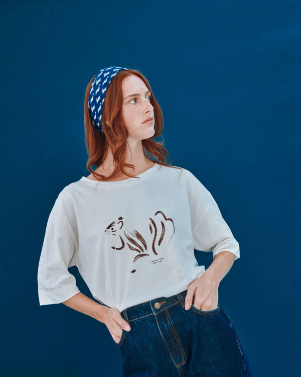 Emile & Ida - Foulard teckels bleu 50 x 50 cm
