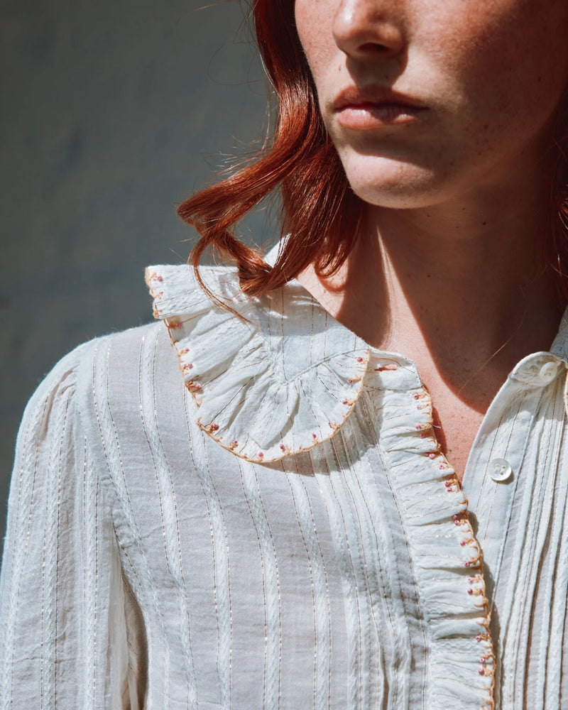 Emile & Ida - Blouse col bordage fleur brodé
