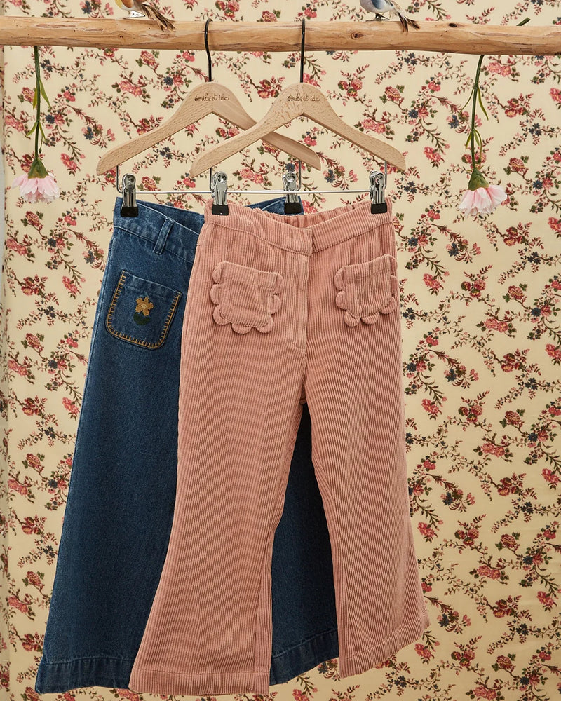 Emile & Ida - Jean brodé poches fleurs denim