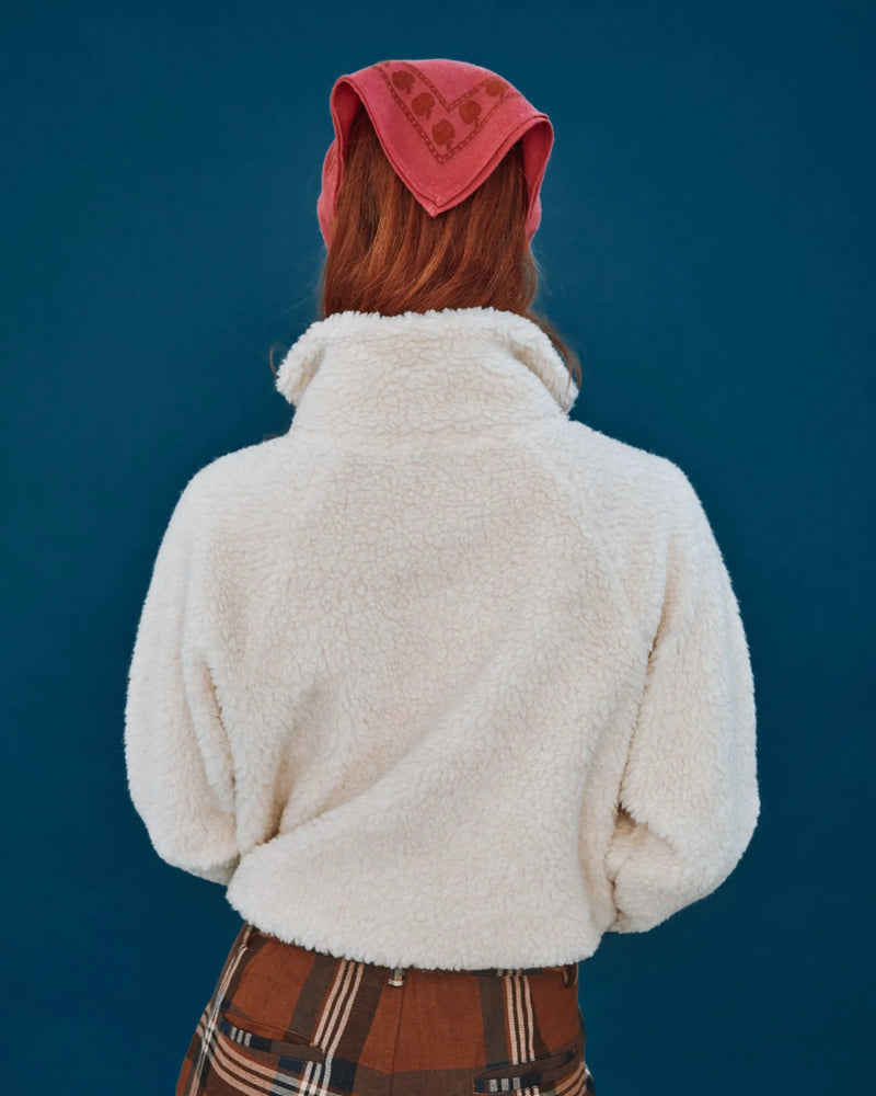 Emile & Ida - Sweat zippé sherpa écru