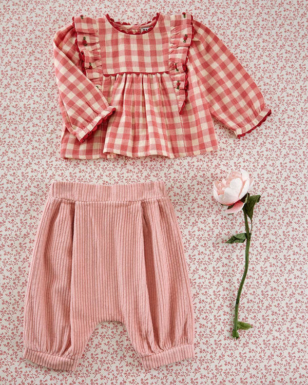 Emile & Ida - Sarouel velours cotelé rose