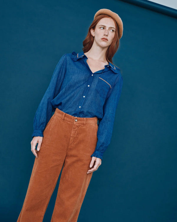 Emile & Ida - Blouse Khadi rayures bleu