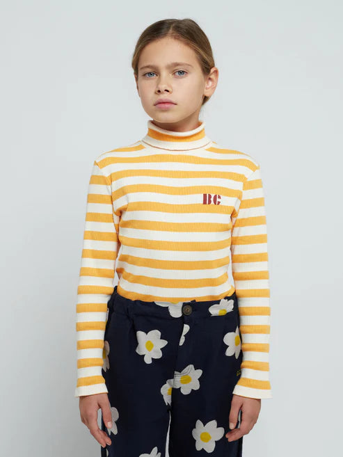 Bobo Choses - Yellow stripes turtle neck T-shirt