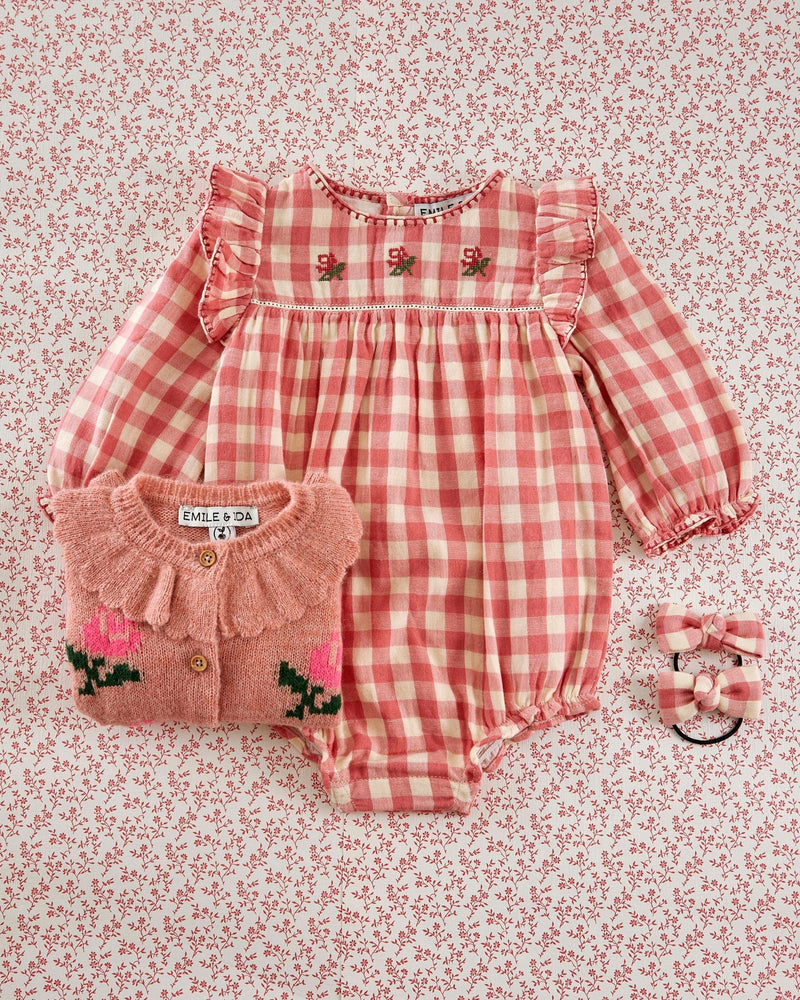 Emile & ida - Combibloomer brodé vichy rose