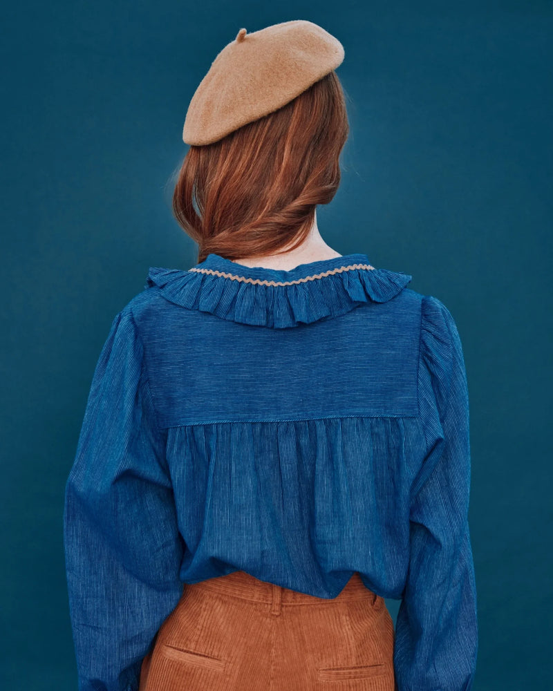 Emile & Ida - Blouse Khadi rayures bleu