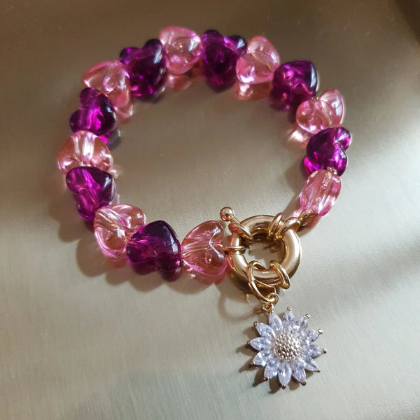26 juin bijoux - Bracelet Swarovski flower pink
