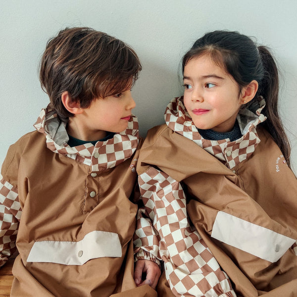 Poule party - PONCHO LONG DAMIERS MARRON
