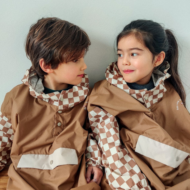 Poule party - PONCHO LONG DAMIERS MARRON