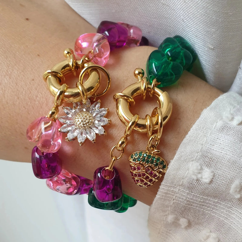 26 juin bijoux - Bracelet Swarovski flower pink