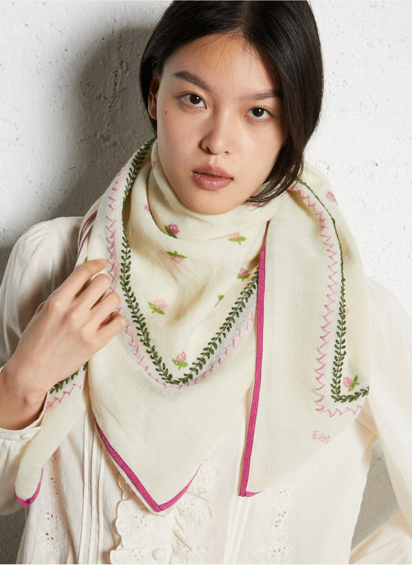 Emile & ida - Foulard brodé 100x100