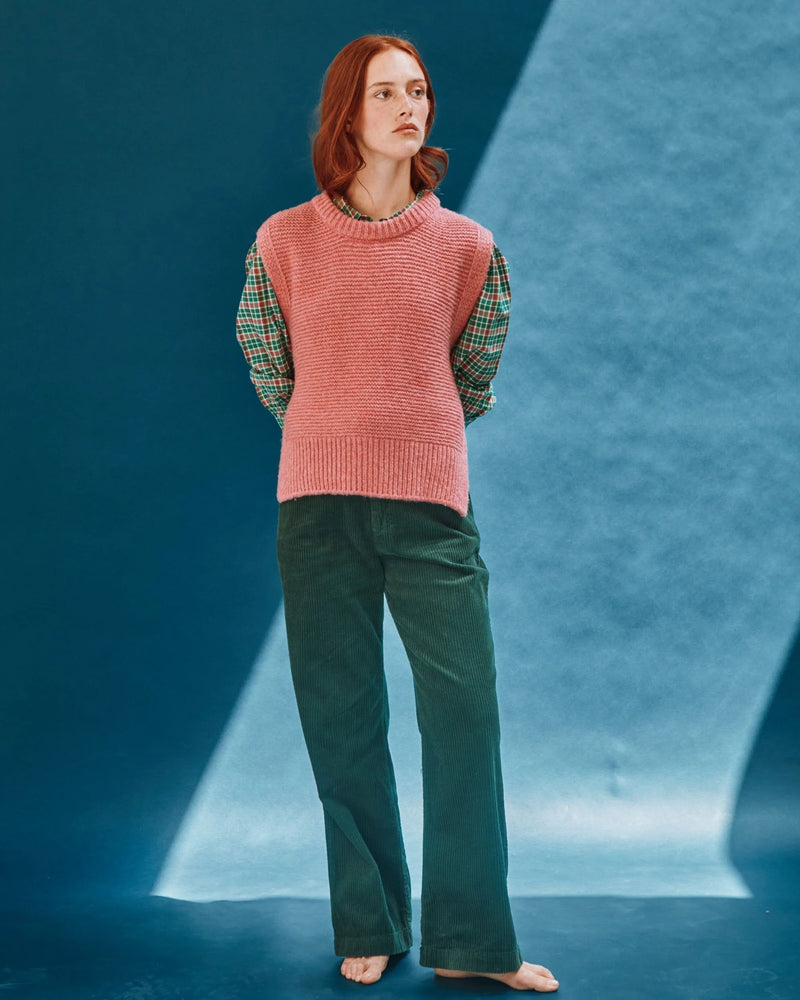 Emile & Ida - Pull sans manches à nouer ultra doux rose