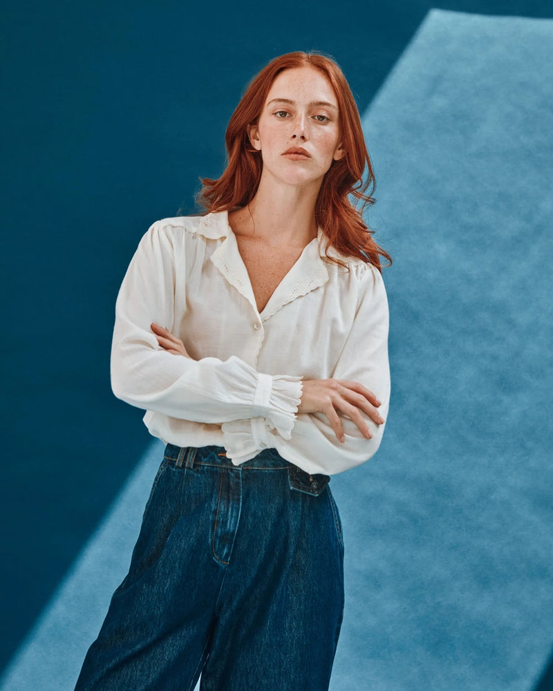 Emile & Ida - Blouse brodée en coton écru