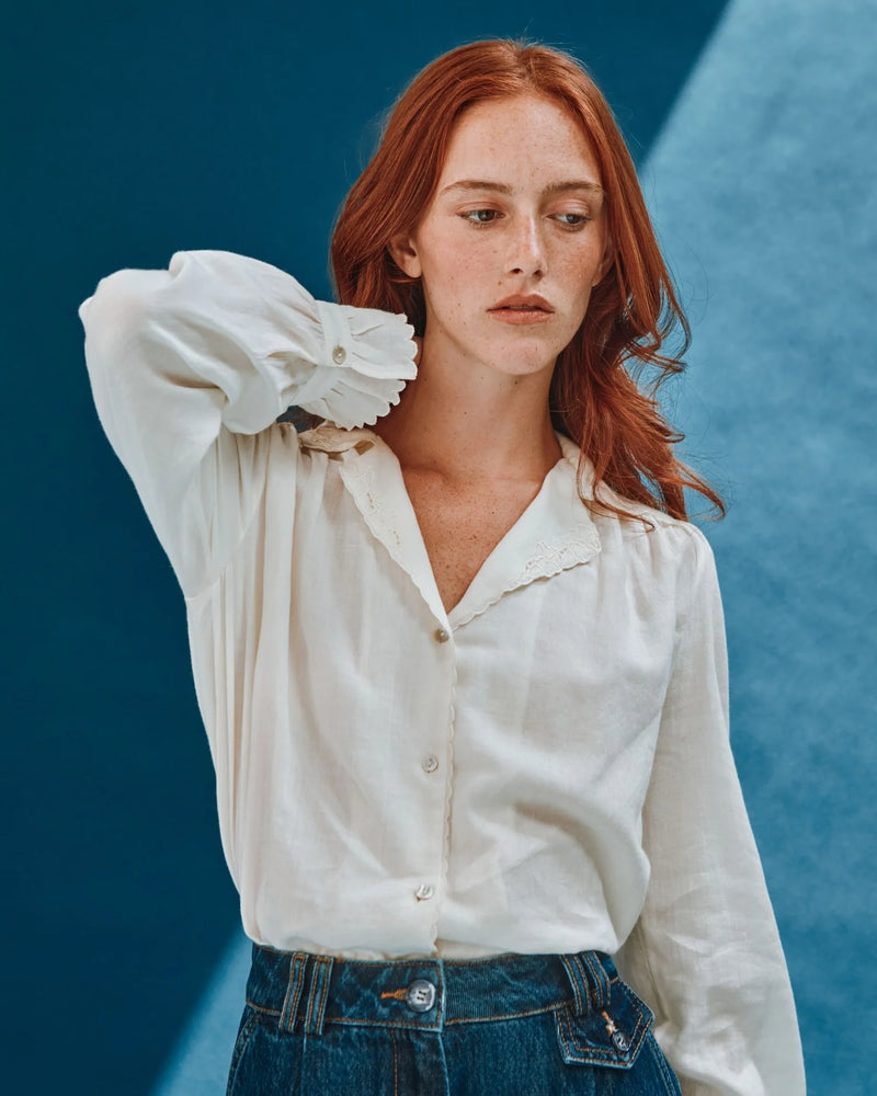 Emile & Ida - Blouse brodée en coton écru