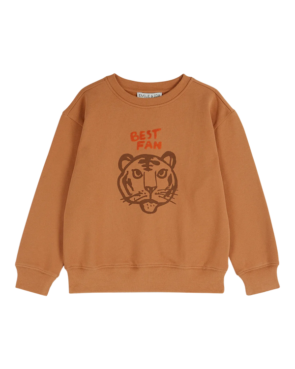 Emile & Ida - Sweat coton bio tigre orange brun