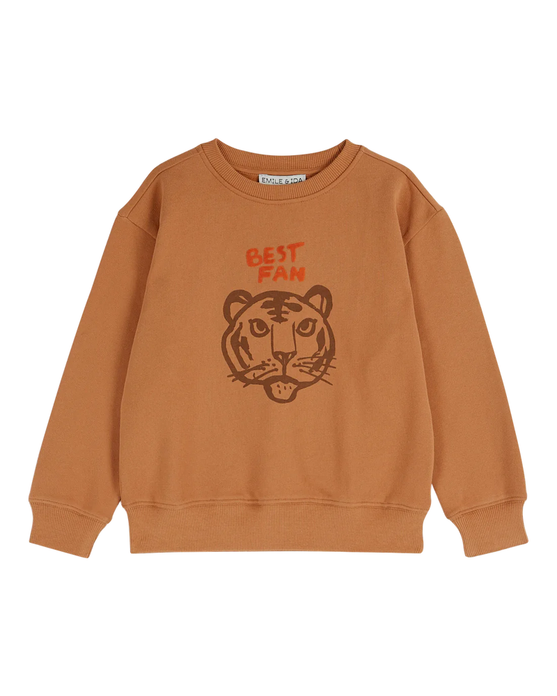 Emile & Ida - Sweat coton bio tigre orange brun