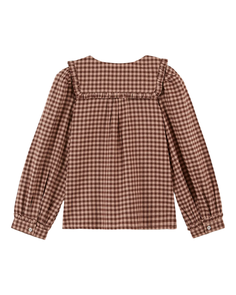 Emile & Ida - Blouse col carré vichy poudre