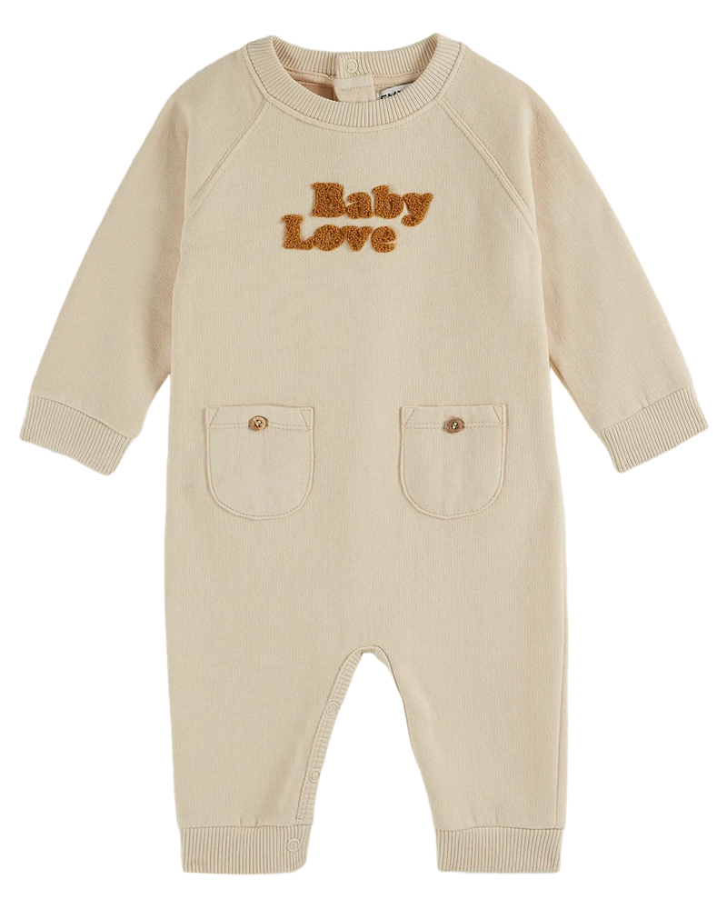 Emile & Ida - Combinaison coton bio baby love brioche