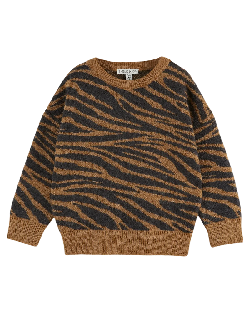 Emile & Ida - Pull jacquard enfant tigre