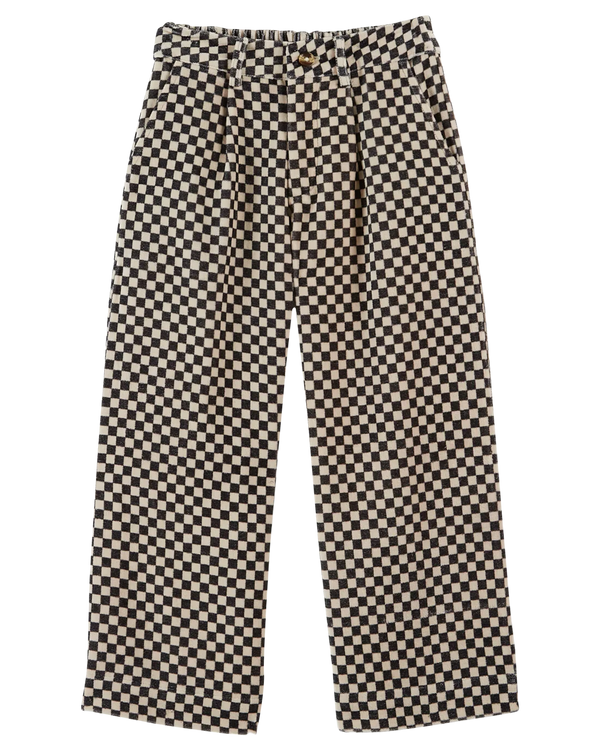 Emile & Ida - Pantalon droit velours damier noir et blanc