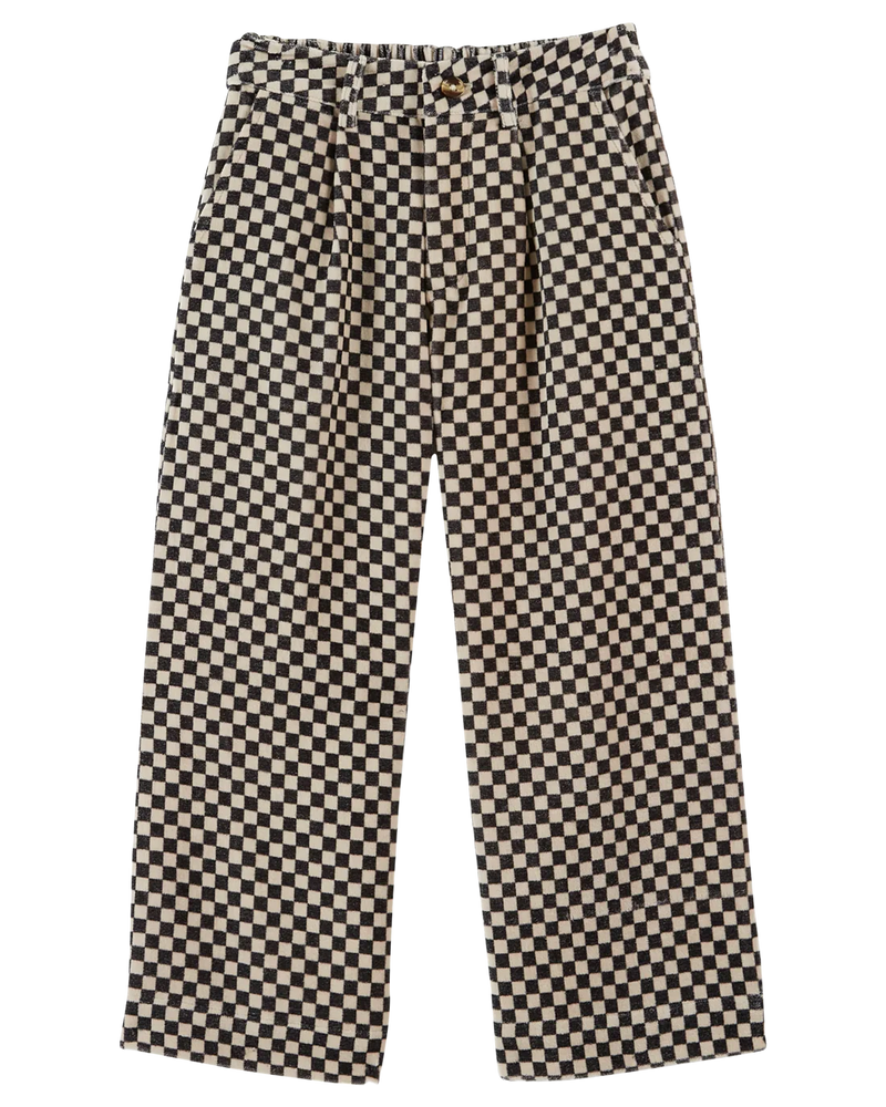 Emile & Ida - Pantalon droit velours damier noir et blanc