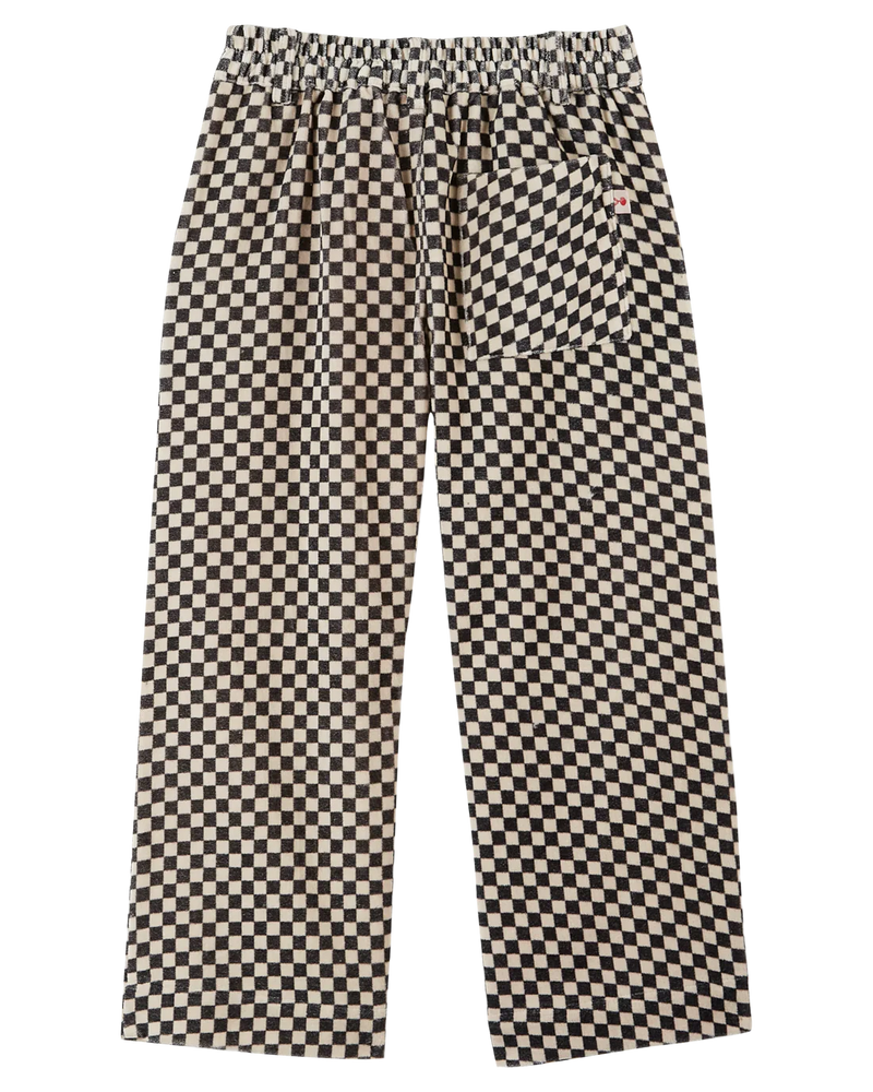 Emile & Ida - Pantalon droit velours damier noir et blanc