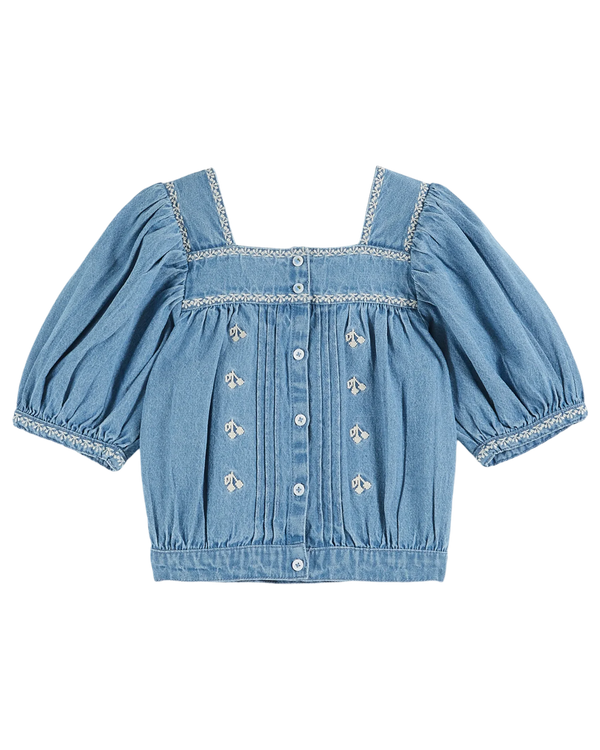 Emile & Ida - Blouse brodée chambray