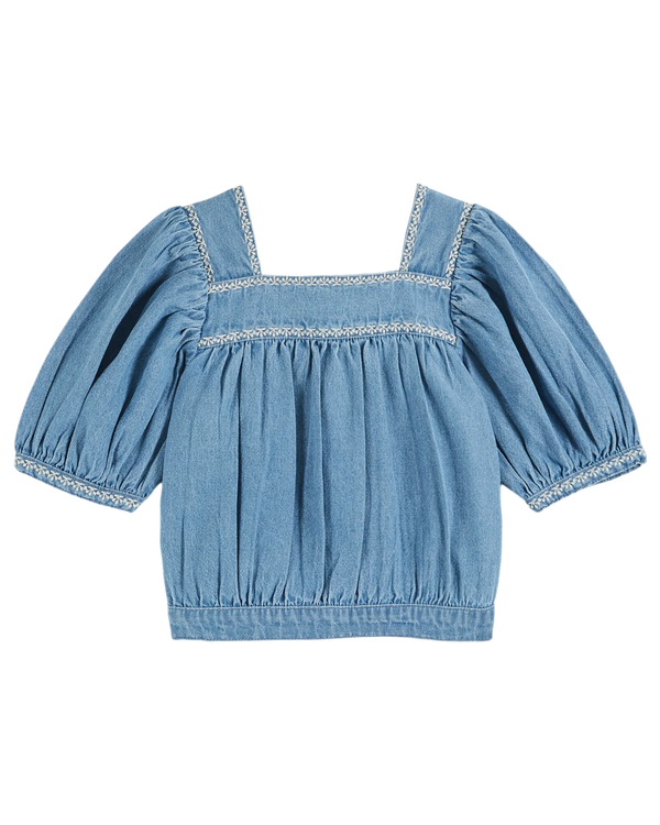 Emile & Ida - Blouse brodée chambray