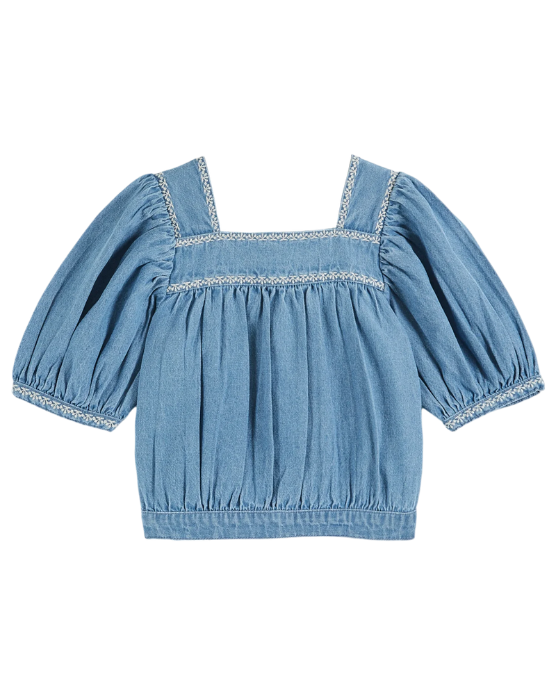 Emile & Ida - Blouse brodée chambray