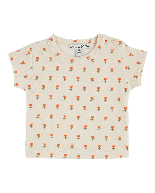 Emile & Ida - T-shirt éponge tulipes crème