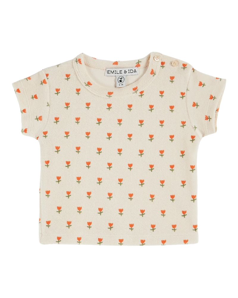 Emile & Ida - T-shirt éponge tulipes crème