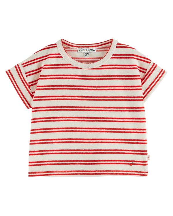 Emile & Ida - T-shirt éponge rayures rouge