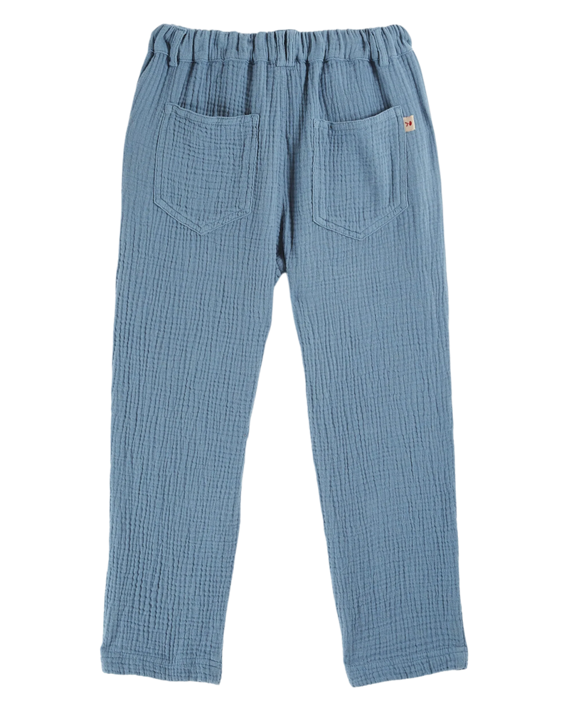 Emile & Ida - Pantalon gaze de coton gris bleu enfant