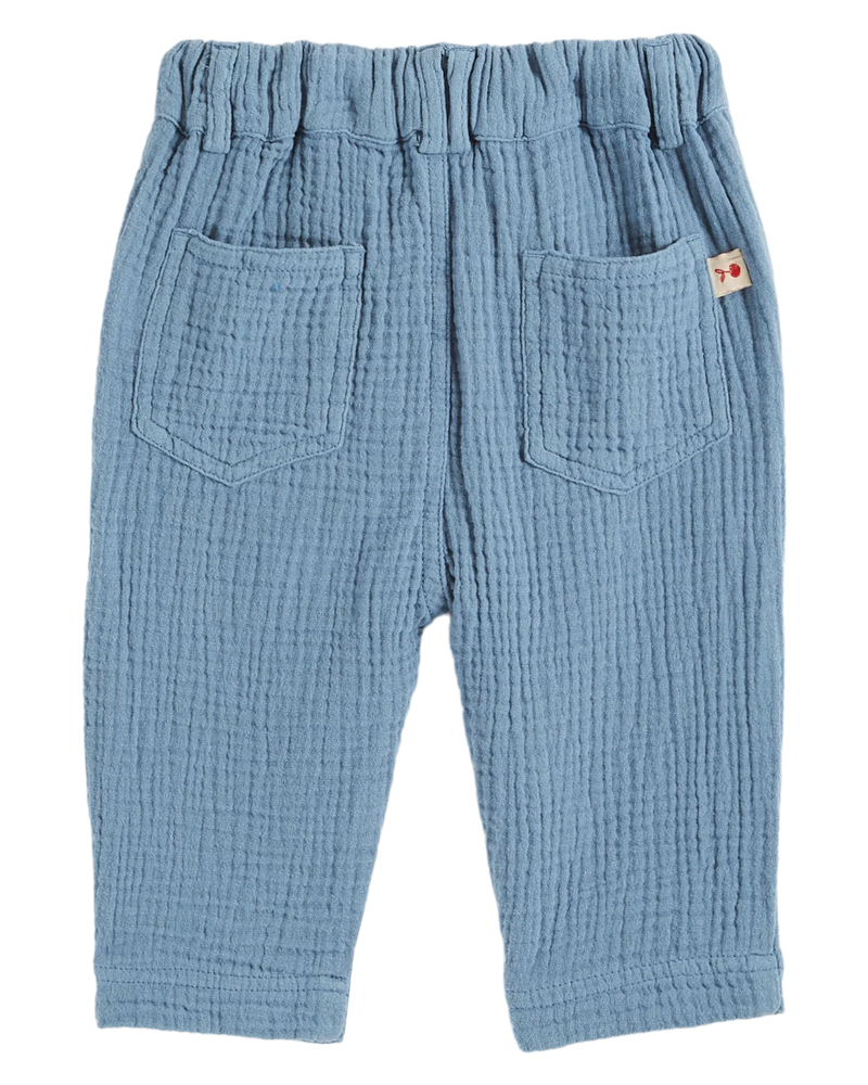 Emile & Ida - Pantalon gaze de coton gris bleu bébé