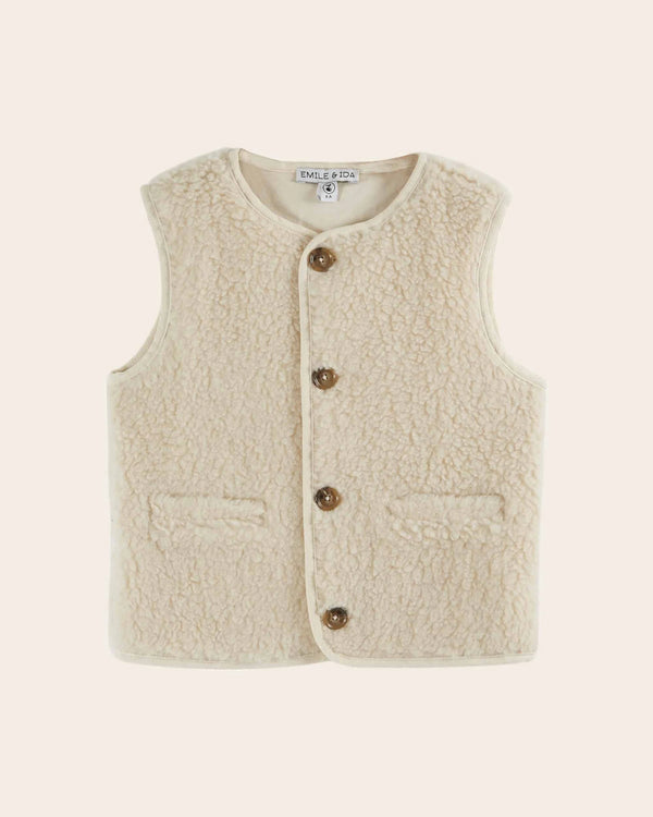 Emile & Ida - Gilet sans manches sherpa écru