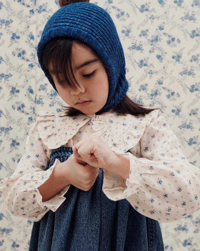 Emile & Ida - Blouse écru à fleurs bleues
