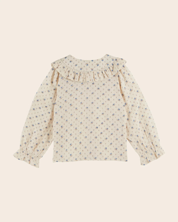 Emile & Ida - Blouse écru à fleurs bleues