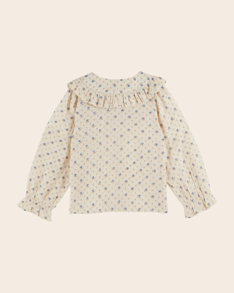 Emile & Ida - Blouse écru à fleurs bleues