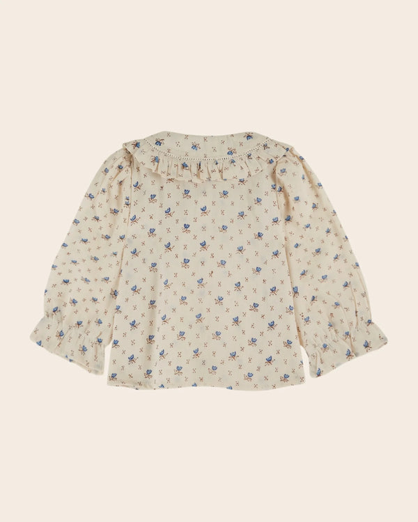 Emile & Ida - Blouse écru à fleurs bleues bébé