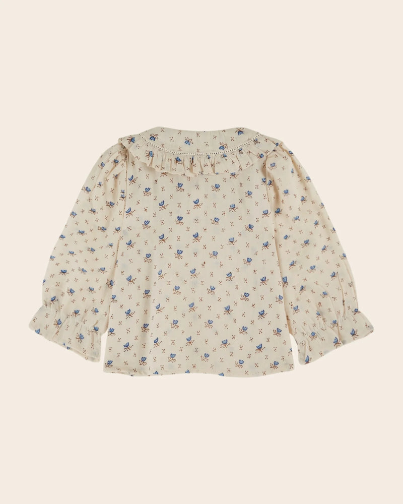 Emile & Ida - Blouse écru à fleurs bleues bébé