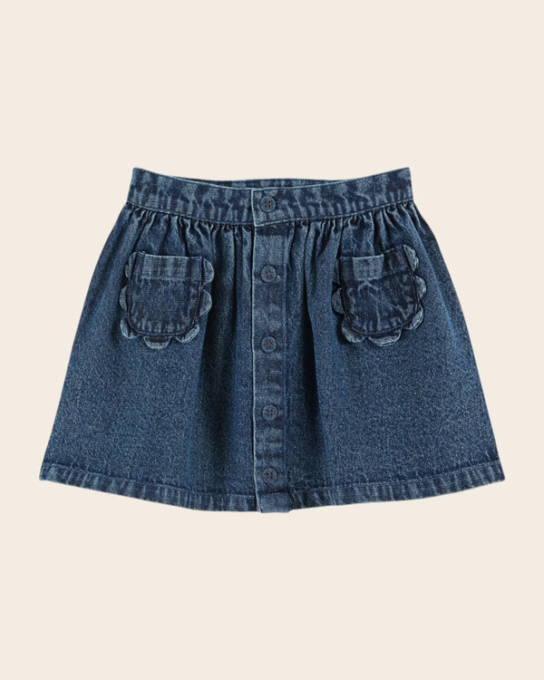 Emile & Ida - Jupe poches fleurs denim