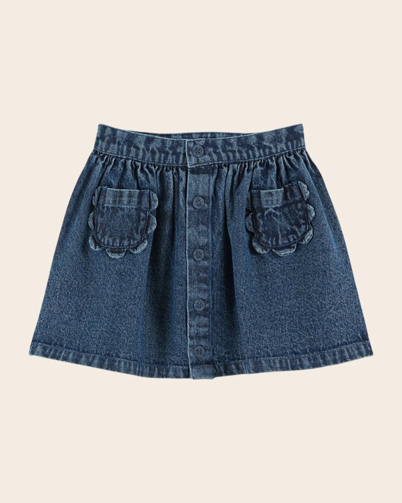 Emile & Ida - Jupe poches fleurs denim