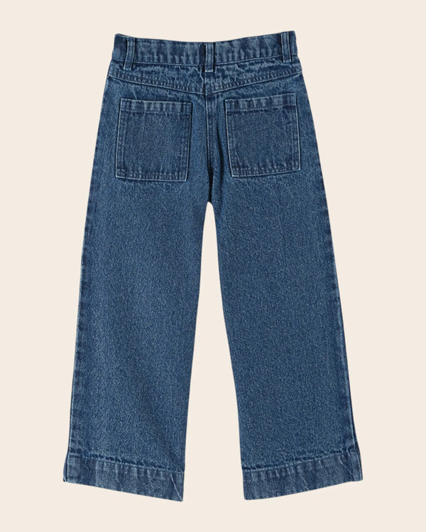 Emile & Ida - Pantalon denim point de croix bleu