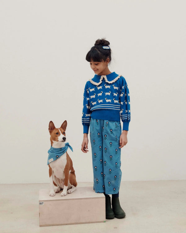 Emile & Ida - Pantalon velours marguerite bleu