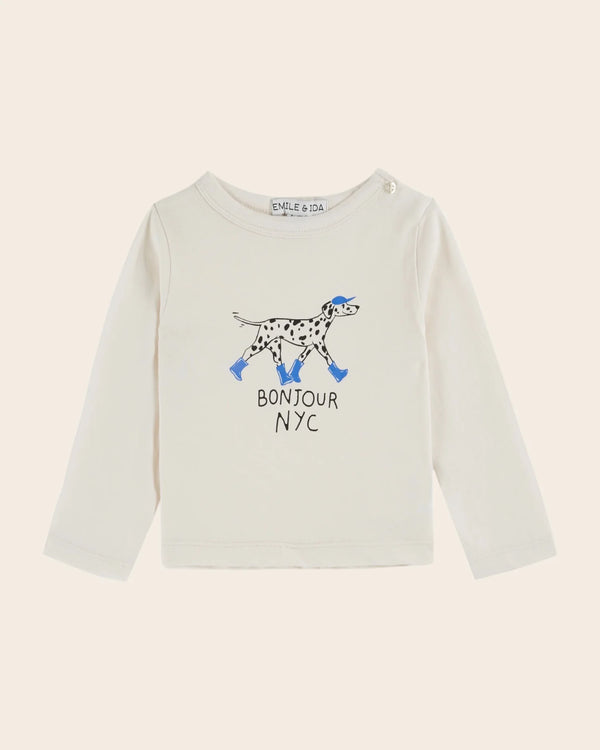Emile & Ida - T-shirt dalmatien coton bio crème bébé