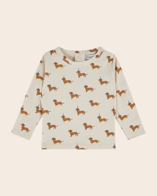 Emile & Ida - T-shirt teckels coton bio écru enfant
