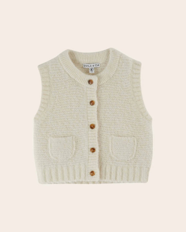 Emile & Ida - Cardigan sans manches ultra doux écru